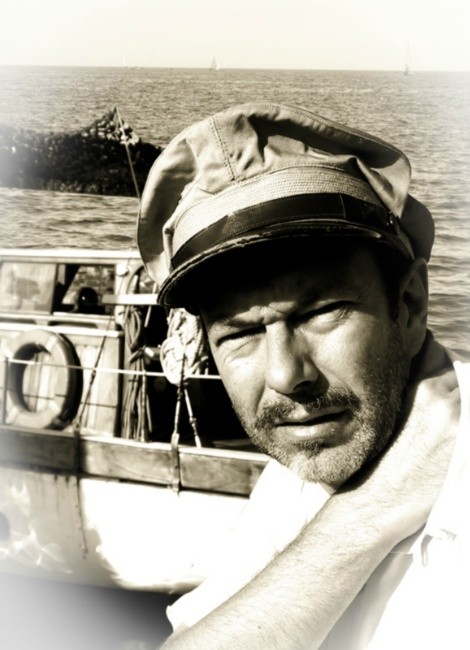 Ernest Hemingway the big fisherman with his boat "Pilar"